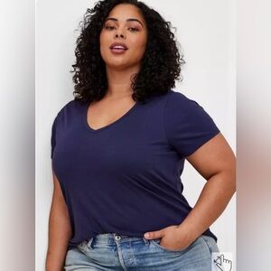 Torrid Classic T shirt Deep Blue V-Neck Short Sleeve 4X